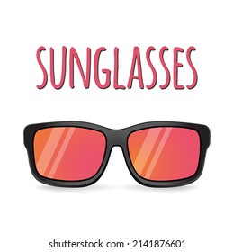 Realistic vector sunglasses on a white background. Summer banner. 3d sunglasses icon or silhouette. Vector design illustration.