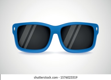 Realistic vector sunglasses on a yellow background. Summer banner. Sunglasses icon or silhouette. Vector design illustration.