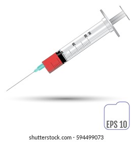 Realistic vector syringe isolated on white background