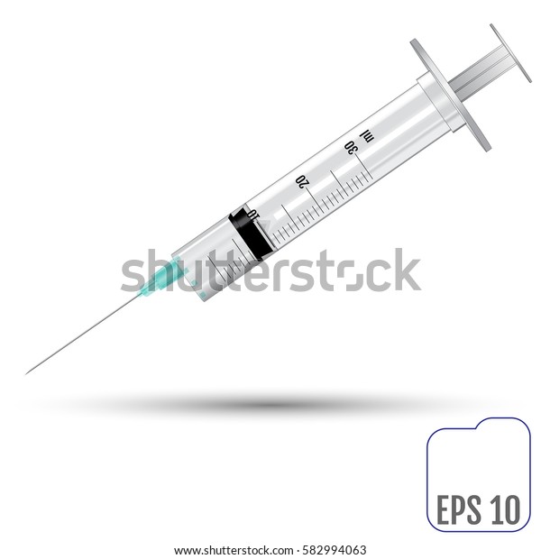 Realistic Vector Syringe Isolated On White Stock Vector Royalty Free Shutterstock