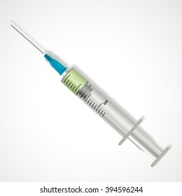 Realistic vector syringe on white background