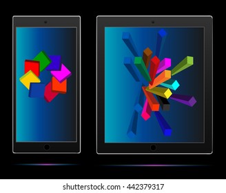 Realistic vector tablet computer and mobile phone template