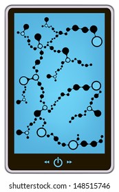 realistic vector tablet pc computer with DNA molecule structure background. eps10 vector illustration