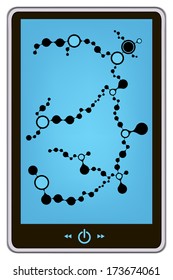 realistic vector tablet pc computer with DNA molecule structure background. eps10 vector illustration