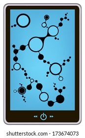 realistic vector tablet pc computer with DNA molecule structure background. eps10 vector illustration