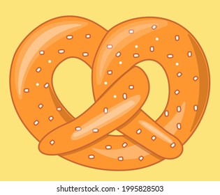 Realistic vector tasty pretzel illustration on the white transparent background. 