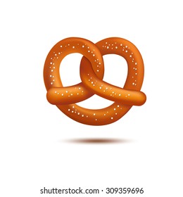 Realistic vector tasty pretzel on the white background