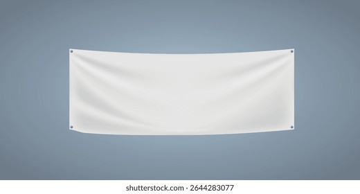 Realistic vector textile banner template with smooth fabric folds ideal for advertising mockups presentations promotional posters and branding design