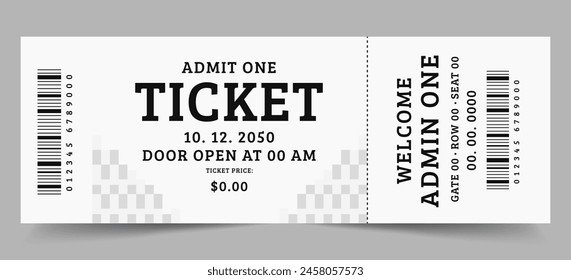 Realistic vector ticket template isolated on gray background. Simple ticket design vector illustration