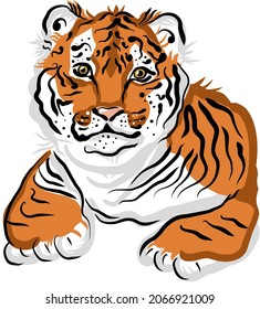 Realistic vector tiger portrait for New year's print