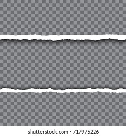 Realistic vector torn paper with ripped edges with place for text isolated on transparent background