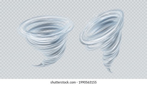 Realistic vector tornado swirl isolated on gray background. Real transparency effect. Vector illustration EPS10