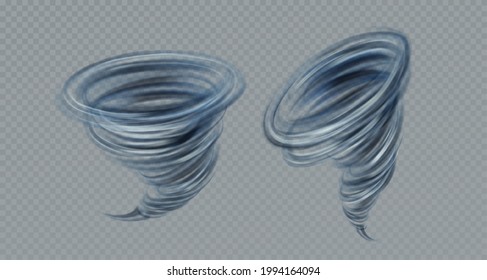 Realistic vector tornado swirl isolated on gray background. Real transparency effect. Vector illustration EPS10