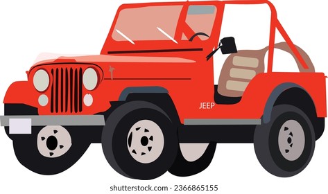 Realistic vector tracing of a Jeep car with white  background