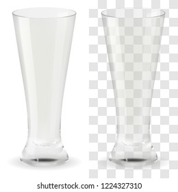 Realistic vector transparent beer glass. Alcohol drink glass icon 3D illustration