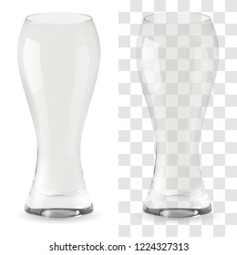 Realistic vector transparent beer glass. Alcohol drink glass icon 3D illustration