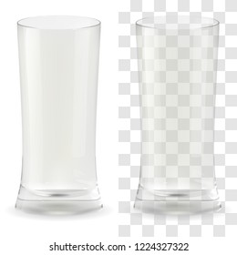 Realistic vector transparent beer glass. Alcohol drink glass icon 3D illustration