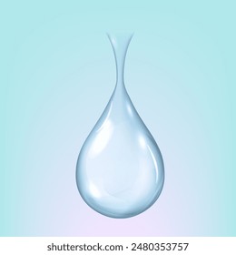Realistic vector transparent water drops. Premium quality translucent liquid droplet set with beautiful shadows. Freshwater cool icons isolated on transparent background