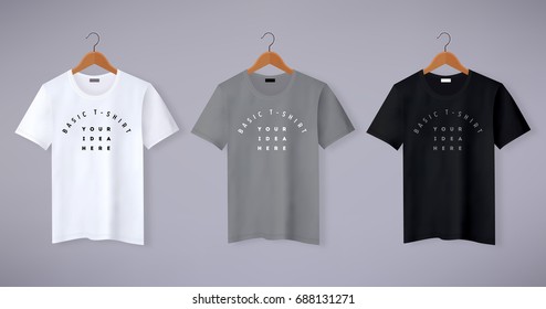 Realistic vector t-shirt mock up illustration - Shutterstock ID 688131271