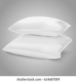 Realistic vector two white pillows
