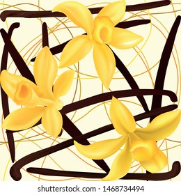 Realistic vector Vanilla flowers - Vector 
seamless