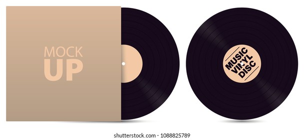 Realistic vector vinyl disc, mock up