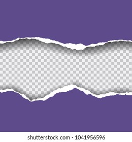 Realistic vector violet ripped paper with space for your text, isolated on transparent background