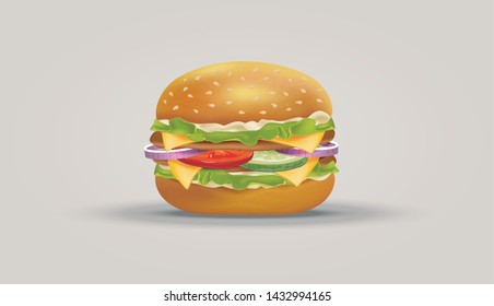 Realistic Vector Volume Burger Illustration Icon