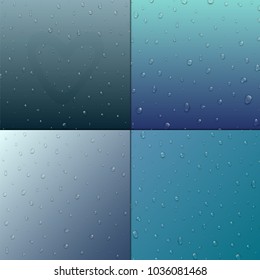 Realistic vector water drops liquid transparent raindrop splash backgrounds
