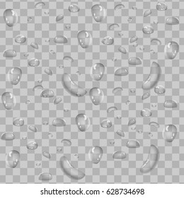 Realistic vector water drops on transparent background. Clean drop condensation illustration