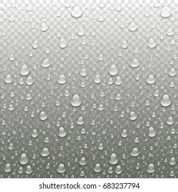 Realistic vector water drops transparent background. Clean drop condensation illustration art