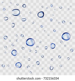 Realistic vector water drops transparent background. Clean drop condensation illustration