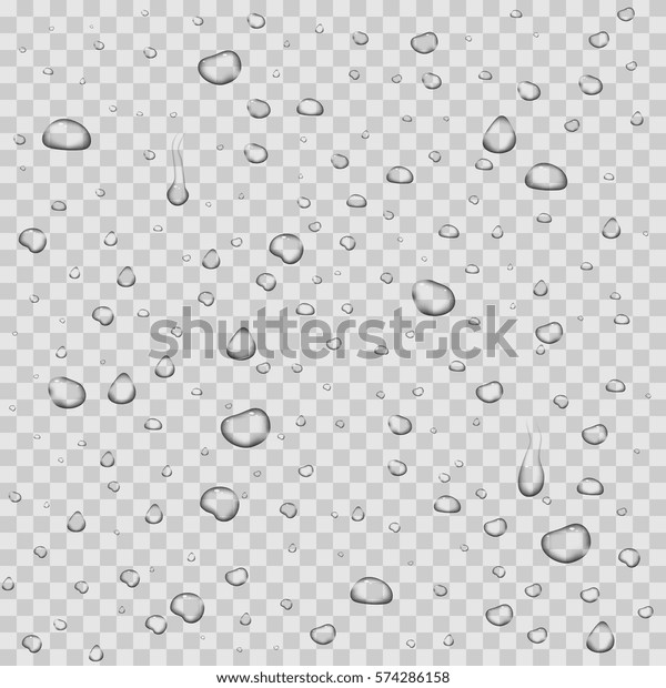 Realistic vector water drops transparent\
background. Clean drop condensation\
illustration