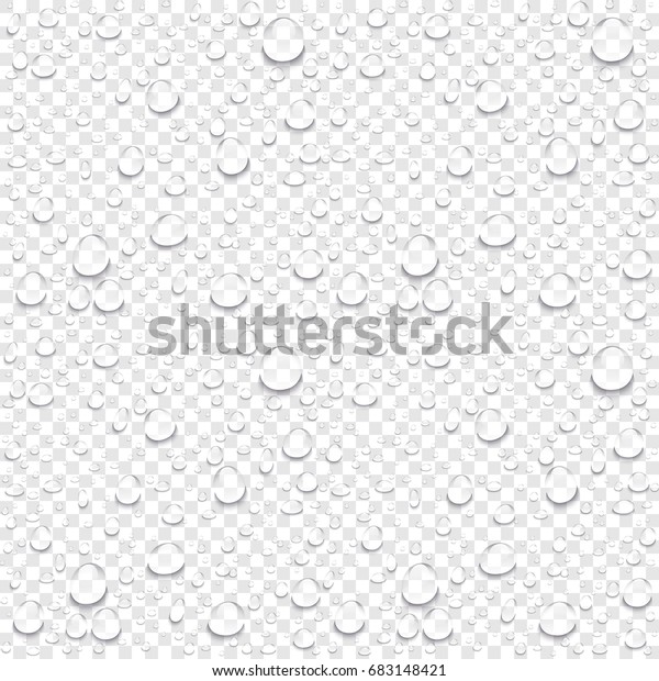 Realistic vector water drops transparent\
background. Clean drop condensation illustration\
art