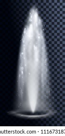 Realistic vector water waterfall, geyser, fountain and single splash or spray including cascading streams of various shape isolated on background