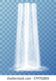 Realistic vector waterfall with clear water. Natural element for design landscape images.
Isolated on transparent background.