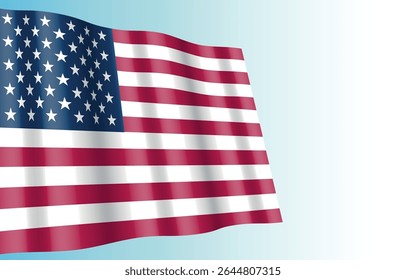 Realistic vector waving United States flag