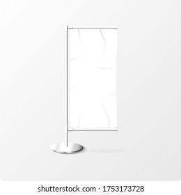 realistic vector white banner flag on white isoloate background