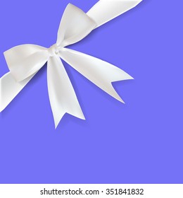 realistic vector white bow with ribbon