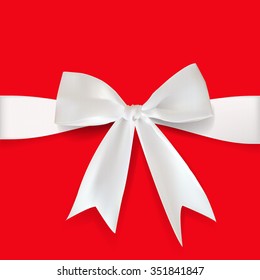 realistic vector white bow with ribbon