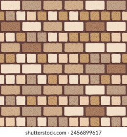 Realistic vector white English brick wall seamless pattern. Flat light brown wall texture. Simple grunge stone, textured brick background for print, paper, design, decor, photo background