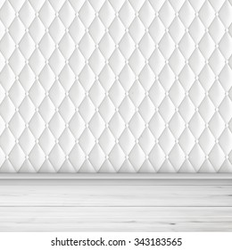 Realistic vector white interior with leather walls
