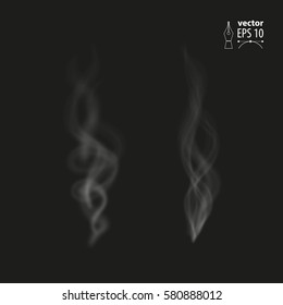 Realistic vector white smoke on a black background