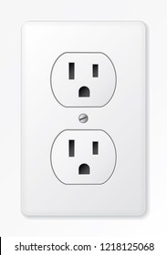 Realistic vector white socket. Electrical outlet in the USA