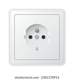 Realistic vector white socket. Type F. Isolated on white background