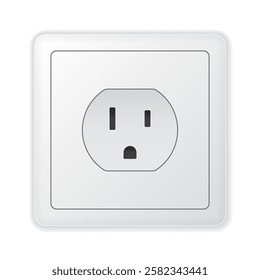 Realistic vector white socket. Type B. Isolated on white background