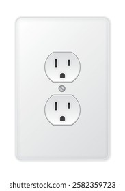 Realistic vector white socket. Type B. Isolated on white background