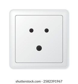 Realistic vector white socket. Type D. Isolated on white background