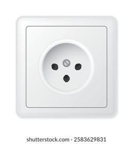 Realistic vector white socket. Type H. Isolated on white background