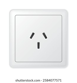 Realistic vector white socket. Type I. Isolated on white background